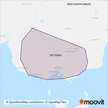 PTV Regional Bus coverage area map