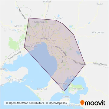Mapa del área de cobertura de V/Line