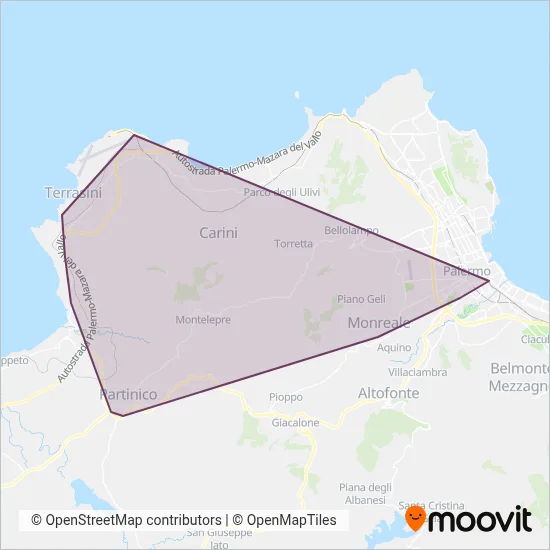 Cracchiolo Bus Services coverage area map
