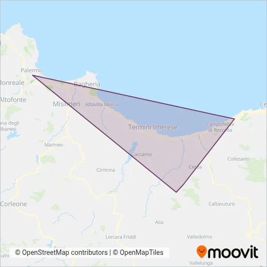 Area coperta dal servizio di Autoservizi Macaluso