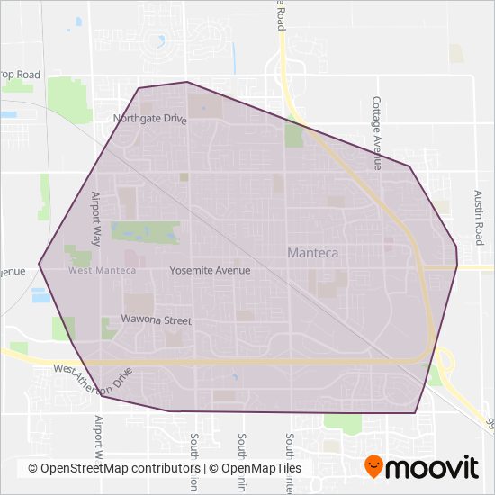 Manteca Transit coverage area map