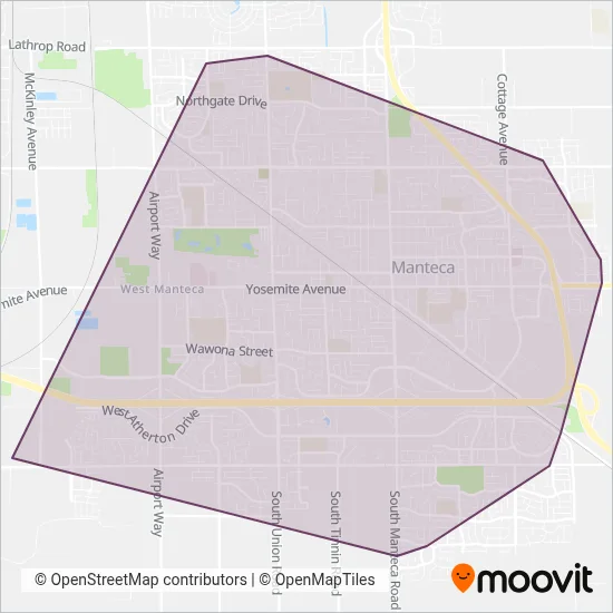 Manteca Transit coverage area map