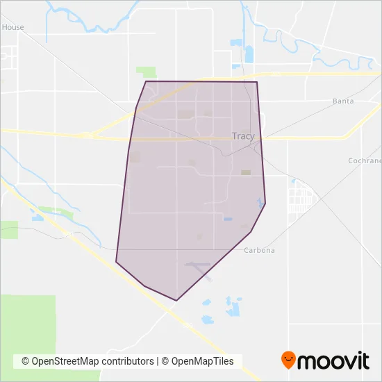 TRACER Bus Service coverage area map