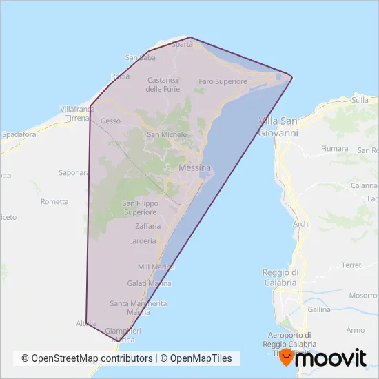 Area coperta dal servizio di ATM Messina (Bus)