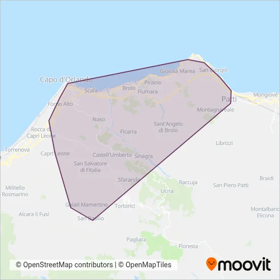 Area coperta dal servizio di Autoservizi Emanuele Antonino