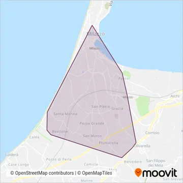 SAIS Autolinee Urbane Milazzo coverage area map