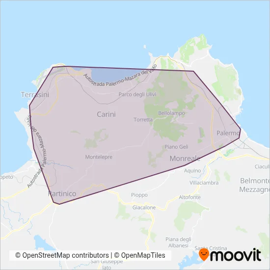 Area coperta dal servizio di Autoservizi Cracchiolo