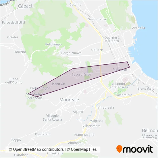 Area coperta dal servizio di Sommatinese Viaggi