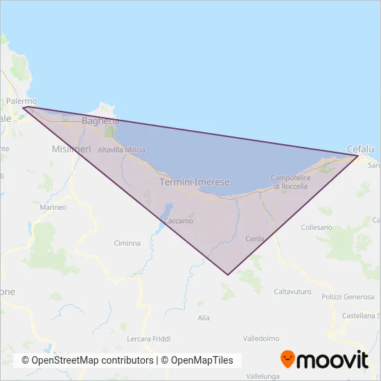 Area coperta dal servizio di Autoservizi Macaluso