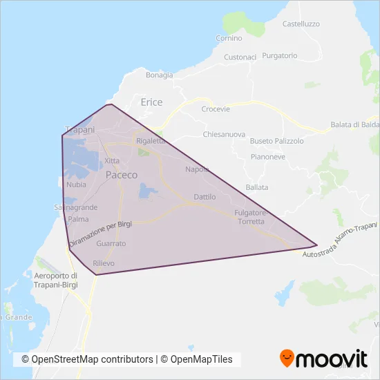 Area coperta dal servizio di ATM SpA Trapani
