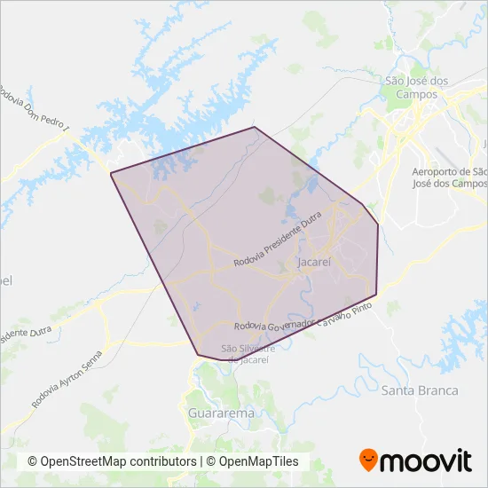 JACAREÍ TRANSPORTE JTU coverage area map