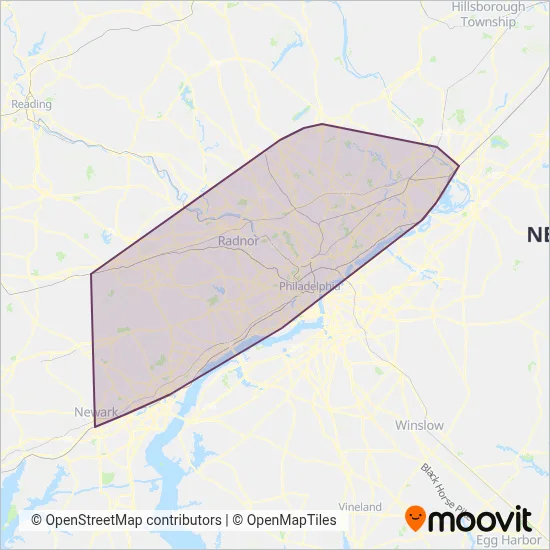 SEPTA (Rail) coverage area map