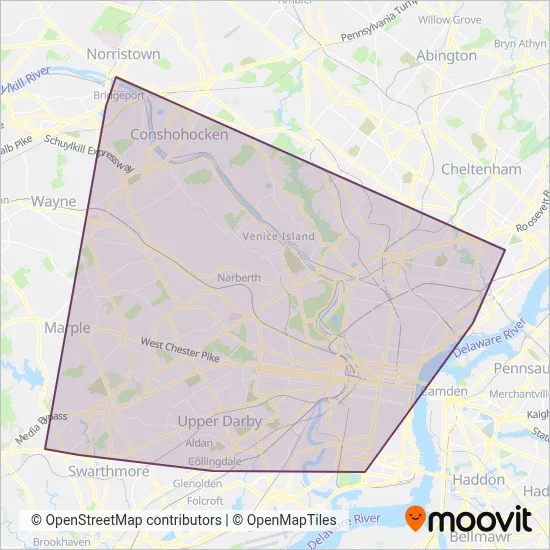 SEPTA (Subway) coverage area map