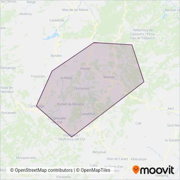 Autobuses Altaba (Morella) coverage area map
