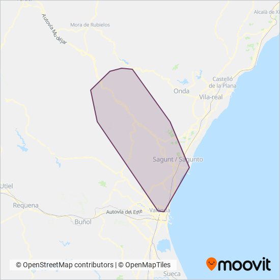 Autocares Herca coverage area map