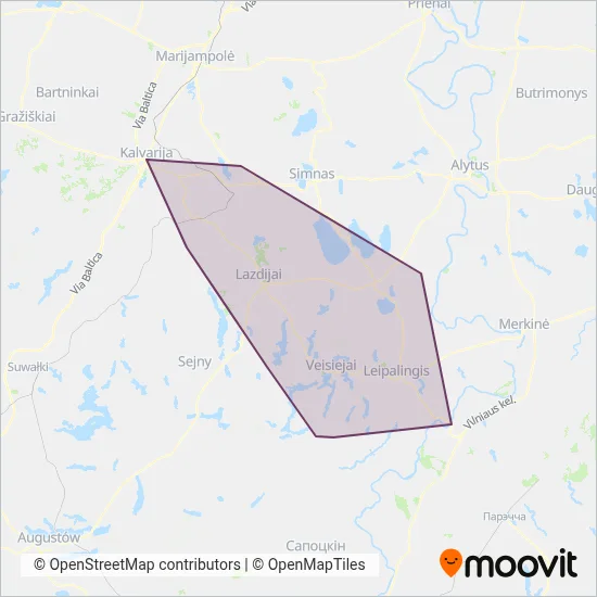 Lazdijų r. sav. coverage area map
