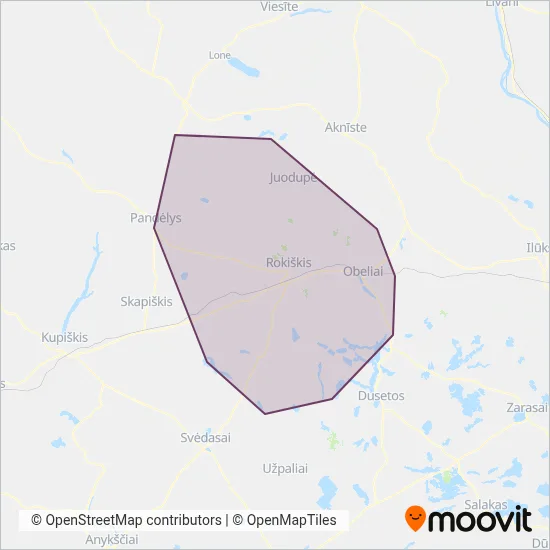 Rokiškio r. sav. coverage area map