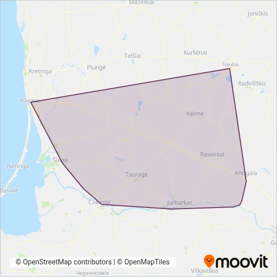 Tauragės r. sav. coverage area map