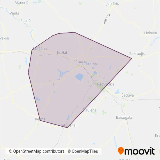 Šiaulių r. sav. coverage area map