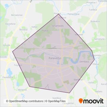 Схема покрытия компании Panevėžio m. sav.