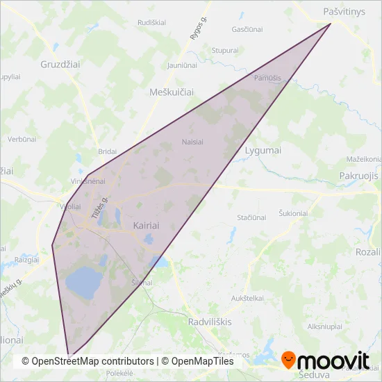 Šiaulių m. sav. coverage area map