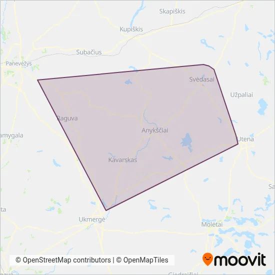 Anykščių r. sav. coverage area map