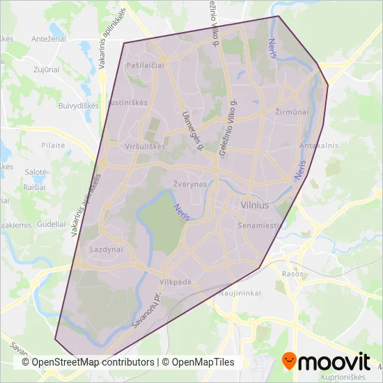 Vilniaus m. sav. (Cable Car) coverage area map