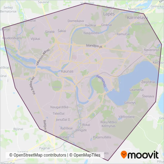 Kauno m. sav. (Bus) coverage area map