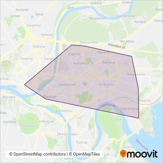 Kauno m. sav. (Cable Car) coverage area map