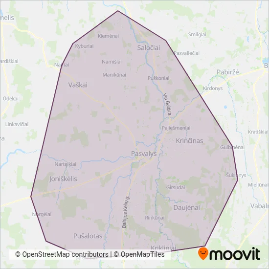 Pasvalio r. sav. coverage area map