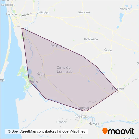 Šilutės r. sav. coverage area map