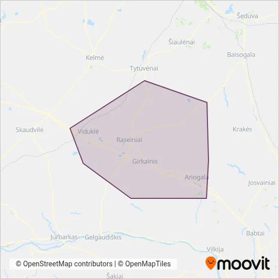 Raseinių r. sav. coverage area map