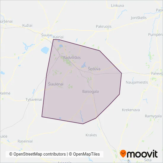 Radviliškio r. sav. coverage area map