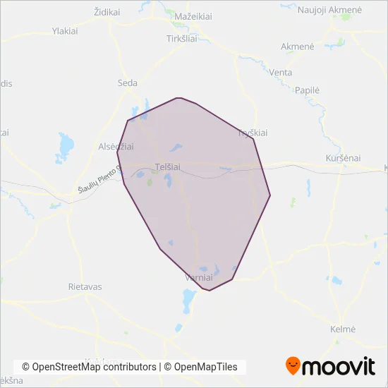 Telšių r. sav. coverage area map