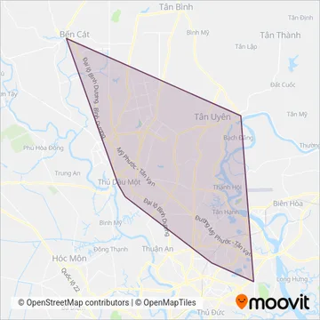Xe buýt Bình Dương coverage area map
