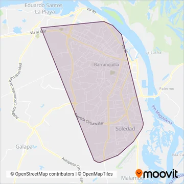 Transmetro - Alimentadoras coverage area map