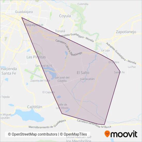 Transbus El Salto coverage area map