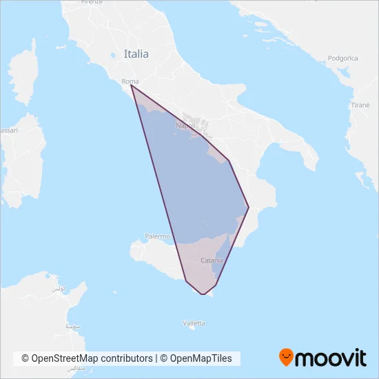 Area coperta dal servizio di Trenitalia
