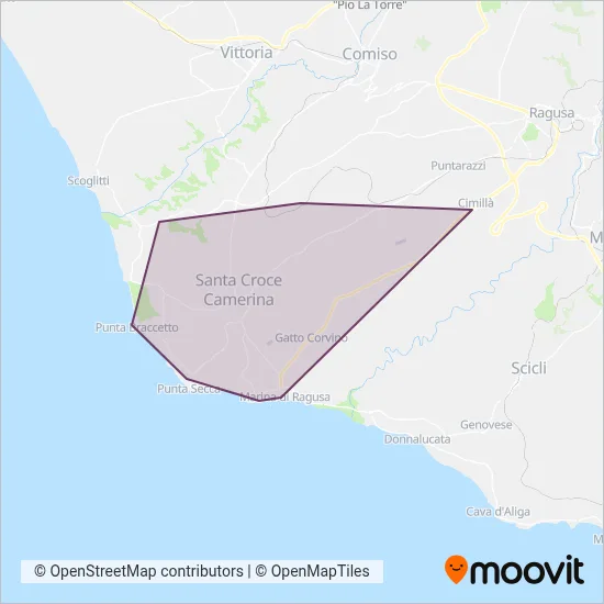 Area coperta dal servizio di Tumino Bus