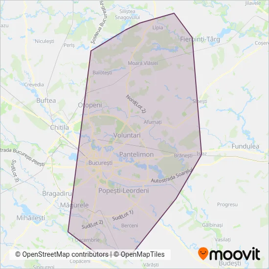 TPBI | Linii Regionale coverage area map