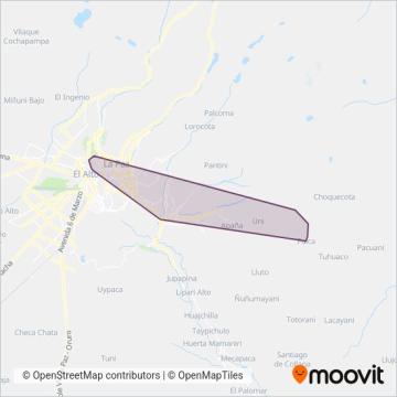 Mapa del área de cobertura de Sindicato 14 de Septiembre