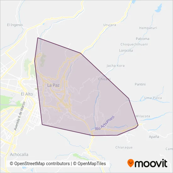 LaPazBUS (Pumakatari - Chikititi) coverage area map