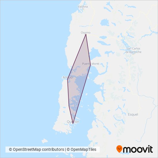 Mapa del área de cobertura de Buses Cruz Del Sur