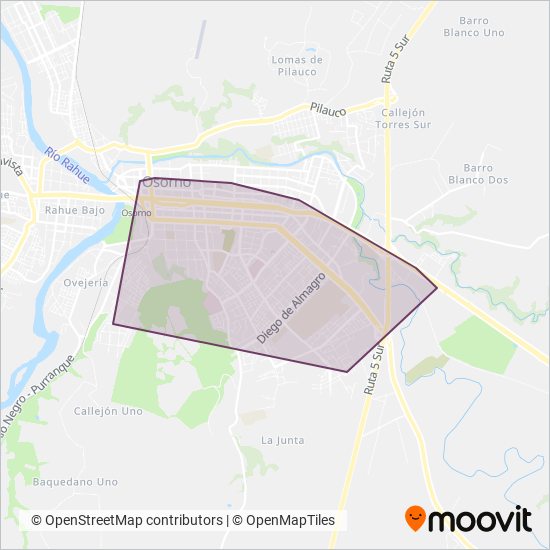 Mapa del área de cobertura de Sociedad De Transportes Línea Nueve Ltda.