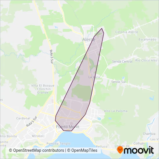 Sociedad Transporte Via Alerce Ltda. coverage area map