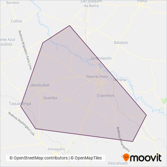 Viação Rápido D'Oeste Ltda coverage area map