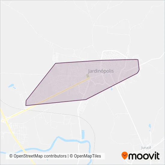 Mapa da área de cobertura da Prefeitura Municipal de Jardinópolis