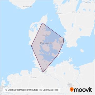 DSB (Rail) coverage area map