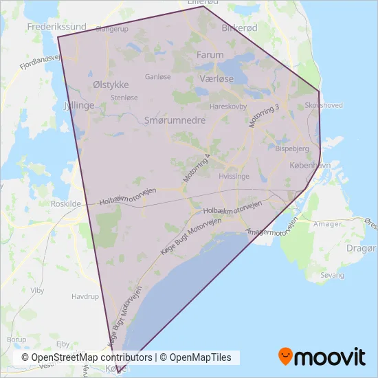DSB S-tog (Rail) coverage area map