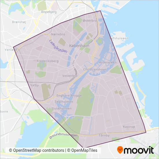 Metroselskabet (Subway) coverage area map
